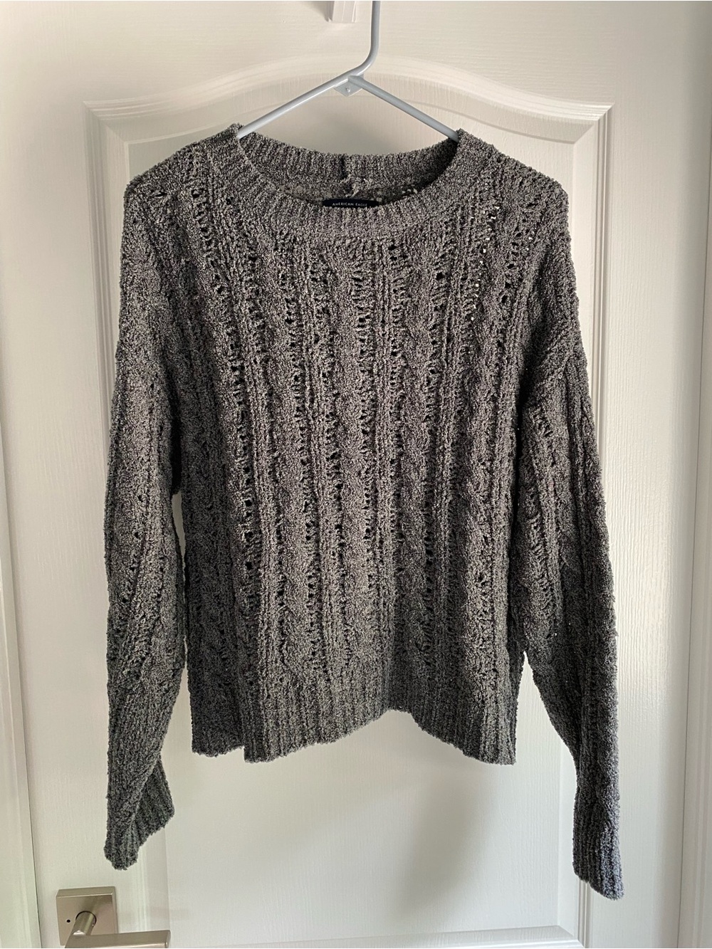 American Eagle Outfitters Heather Gray Textured Knit Sweater